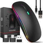 Wireless Mouse for Laptop With 2 USB A to USB C Adapter, 2.4GHZ Bluetooth Mouse Rechargeable, Laptop Mouse Computer Accessories, USB Mouse 3 Buttons-Laptop Mouse Wireless PC Mouse 800 to 2400 Dpi