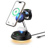 Cableet 3 in 1 Wireless Charging Station with Light for Apple Devices, 15W Magnetic Wireless Charger Stand Fast Charging for iPhone 15 14 13 12, AirPods and iWatch Series, Night Stand Charger Station