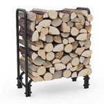 Onlyfire 2.3Ft Outdoor Indoor Firewood Rack, Fire Logs Stand Stacker for Fireplace Wood Storage, Black