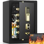 Bukumo Digital Home Security Safe, 5.1 Cubic Feet, Fireproof Waterproof, Heavy Duty, Anti-Theft, Electronic Combination Lock, Removable Shelf, Dual Alarm, Cabinet-Style Safe for Home