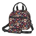 OdDdot Mexican Skull Print Lunch Bag Reusable Insulated Adult Tote Lunch Bag for Women/Men Work Picnic Beach Travel