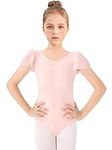 Bezioner Ballet Leotard for Girls,Gymnastics Leotards Puff Sleeve Dance Outfit for Kids Pink 120