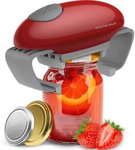 Higher Torque Electric Jar Opener for Seniors with Arthritis Fit Almost Jars Size, Strong Tough Automatic Jar Opener for Weak Hands, Hands Free Battery Operated Bottle Opener (Red)