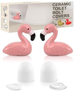 Flamingo Toilet Bolt Covers Decorative - 2PCs Cute Ceramic Toilet Bolt Caps for Bottom of Toilet, Pink Bathroom Christmas Decor Screw Covers, Flamingo-Gifts for Women