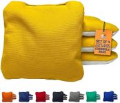 Cornhole365 Stick & Slide Cornhole Bags - Resin Filled, Canvas and Suede, Tournament Bean Bags, Regulation, Slick Shot Bags, Cornhole Bags - Yellow - Set of 4