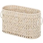 GRANNY SAYS Wicker Toilet Roll Storage Container, Pack of 1 Waterproof Toilet Paper Basket for Bathroom Storage for 6 Mage Rolls, Free Standing Magazine Basket, Decorative Newspaper Holder, White