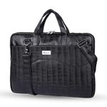 Bagneeds® Croco PU Leather Laptop Messenger Bag for Men and Women (Black)