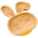 bamboo bamboo Baby Plate and Toddler Plate, Suction Plate for Feeding and Weaning, Bamboo Bunny Plate with Secure Suction, Suction Plates for Babies from 6 Months (Bunny, Yellow)