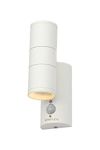 Stanley 2 Light Up Down Wall Light Modern Outdoor Light With PIR Sensor, White, Single