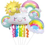 Rainbow Birthday Party Decorations for Girls 7 Pcs Large Rainbow Tassels Clouds Foil Balloons Set for Birthday Party Baby Shower Supplies Girl Decoration Pastel Rainbow Decor