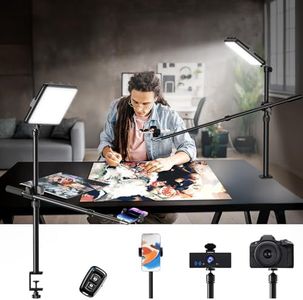 Ring Light with Overhead Phone Camera Mount for Video Recording,Desk Clamp LED Lighting Kit with Tripod Stand&Phone Holder and Remote for Streaming/Filming/Photography/Content Creation/Tiktok/YouTube