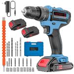 21V Cordless Drill Set,Power Drill 29 Pcs with 3/8 Inch Keyless Chuck,25 3 Clutch Electric Drill with Work Light, 2-Variable Speed & 2 Batteries and Fast Charger.