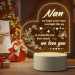 Nan Gifts, Nan Birthday Gifts - Acrylic Engraved Night Light, Best Gifts for Nan from Grandchildren, Unique LED Bedside Lamp Presents for Nan on Birthday Christmas Mother's Day