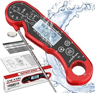 Meat Thermometer Digital for Grilling and Cooking - ANDAXIN Waterproof Ultra-Fast Instant Read Food thermometers with Backlight & Calibration for Kitchen, Deep Fry, BBQ, Grill(Red/Black), LCD