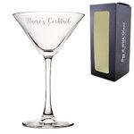 Personalised Engraved Enoteca Martini Cocktail Glass with Name's Cocktail Design, Personalise with Any Name for Any Occasion, Gift Box Included, Laser Engraved