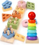 Subtail Montessori Toys for 1 Year Old - Wooden Toys for 1 2 Year Old Boy And Girl - Stacking Rings Toys - Early Development & Activity Toddler Toys - 1st Birthday Gifts for Boy Girls