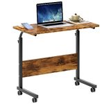 soges 31.4inches Adjustable Mobile Computer Table Portable Laptop Desk Computer Desk Cart Tray, Vintage Brown, 10CZZS05-1-80FG-CA