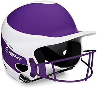 RIP-IT | Vision Pro Softball Batting Helmet with Face Mask | Matte | Two-Tone Purple S/M | Lightweight Women’s Sport Equipment