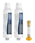 AQUA CREST RV Inline Water Filter with Hose Protector, NSF Certified, Reduces Chlorine, Bad Taste&Odor for RVs and Marines, Drinking & Washing Filter with 1 Flexible Hose Protector