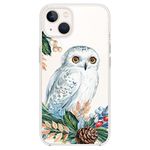 Blingy's for iPhone 13 Case (6.1 inch), Women Girls Fun Floral Owl Pattern Cute Bird Style Animal Design Transparent Soft TPU Protective Clear Case Compatible for iPhone 13 6.1" (White Owl)