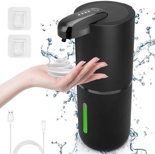Cuteefun Automatic Foaming Soap Dispenser, 380ml Rechargeable Touchless Hand Soap Dispenser, 4-Level Adjustable Foam Volume, IPX5 Waterproof, Wall Mounted Black Soap Dispenser for Bathroom, Kitchen