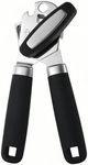 Manual Can Opener, Handle for More Comfortable Grip, Hand Can Opener with Sharp Blade Smooth Edge, Heavy Duty Can Opener Smooth Edge, Bottle Opener Easy to Use, Black