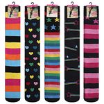 Soxy Ladies Design Wellington Boot Socks - 5 Pack - Women's Welly Socks - Festival Walking Hiking Thermal Socks - Assorted Patterns - UK Shoe Size 4-6