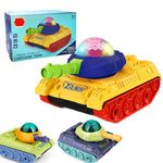 FunBlast Military Tank Toys for Kids, Bump & Go Crawling Army Tank Toys, 360 Degree Rotating Wheel with Light and sound Battle Tank Toys for 3+ Year old Kids, Boys (Random Color)