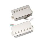 Artec VH59 Vintage Tone Covered Alnico 5 Humbucker Neck Bridge Pickups Set for Les Paul Style Electric Guitar, Nickel