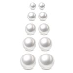 Charisma 5 Pairs Women Faux Pearl Round Stud Earring Jewelry Charming Hypoallergenic Ear Studs Assorted Mixed Size Set