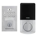 Weiser SmartCode Satin Chrome Keyless Entry Door Lock/Deadbolt Lock, 10-Button Keypad Door Lock with Backlit Keypad, Up to 50 User Codes, Electronic Door Locks for Front Door, Modern Home Décor