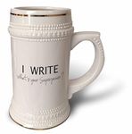 3dRose Whats Your Superpower-Fun Gift for Writers-Writing Love-Stein Mug, 18oz (STN_194455_1), 22oz, White