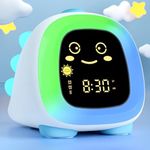 winshine Dinosaur Kids Alarm Clock, OK to Wake Clock with Night Light for Kids, Stay in Bed Clock Sleep Training, Nap Timer Cute Kids Room Decor, Gift Ideas for Kids Toddler Boy Girl (Blue)