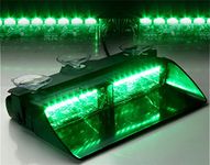 LED Emergency Waning Light XTAUTO 16 LED High Intensity Windshield Hazard Warning Flashing Strobe Law Enforcement Interior Roof Dash Windshield Lamp Lights with Suction Cups for Car Truck Green