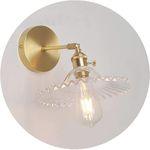 Industrial Vintage Modern Edison Wall Light Sconce E27 Wall Lamp with Brass Lamp Holder Up& Down Lighting Direction Glass Lampshade for Bedroom Loft Living Room Kitchen,Transparent Color