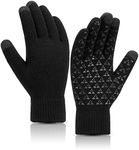 SIMIYA Winter Warm Gloves, Touchscreen Knitted Gloves, Anti Slip Thermal Windproof Driving Running Cycling Gloves for Men Women(Black)