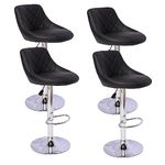 NOVECRAFTO Bar Stools Set of 4 | Featuring Adjustable Swivel Gas Lift W 18.5'' x D 14.9'' x H 42.1'' (47x38x107cm) Black Breakfast Bar Chair Set with Footrest and Chrome Base