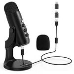 zealsound USB Microphone, PC Phone Podcast Mic, Condenser Gaming microphones for PS4&5, W/Quick Mute, Echo/Gain knob, Plug & Play for Streaming, Vocal Recording, ASMR, YouTube,Twitch on Mac Windows