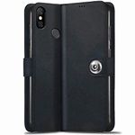 TheGiftKart Genuine Leather Finish Flip Back Cover Case for Redmi 6 Pro | Inbuilt Pockets & Stand | Wallet Style | Designer Button Magnet Flip Cover Back Case for Xiaomi Redmi 6 Pro (Black)