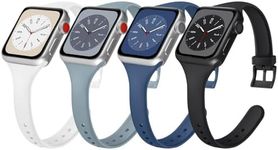 [4 Pack]Slim Bands for Apple Watch Band 38mm 40mm 41mm 42mm 44mm 45mm, Soft Silicone Thin Narrow Women & Men Sport for Apple Watch Series 9/8/7/SE 2/SE/6/5/4/3/2/1