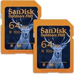 SanDisk 64GB 2-Pack Outdoors FHD SDXC UHS-I Memory Card (2x64GB) - Up to 100MB/s, C10, Trail Camera SD Card - SDSDUNR-064G-GN6V2