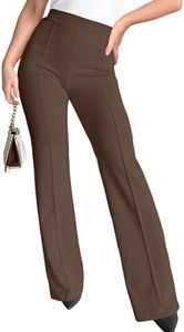 Agenlulu Wide Leg Dress Pants for Women Elastic High Waist Straight Leg Pants Business Casual Pull on Office Work Slacks Brown