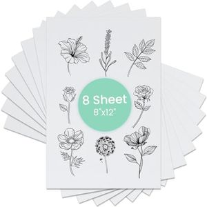 8"x12"Sticky 8 PCS Water Soluble Embroidery Stabilizer Printable Dissolving Paper Medium Weight for Print Or Draw Patterns, Printable Embroidery Transfer Paper Best for Hand & Machine Embroidery