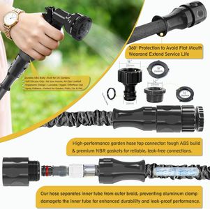 HOMOZE 100ft Expandable Garden Hose – Anti-Leakage, 10-Function Nozzle, Black