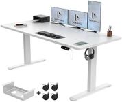 Homall 160x80cm Height Adjustable Standing Desk with Upgrade Desk Frame,Adjustable Desk with Headphone Holder,Sit Stand Desk Stand up Desk Heavy Duty Steel with 4 Memory Positions,Wihte