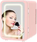 Shop nest Mini Fridge Magnetic mirror door with LED light | Makeup fridge | Pink fridge | Small car fridge | Mini refrigerator | Mini fridge for beauty products | Mini Thermoelectric Fridge