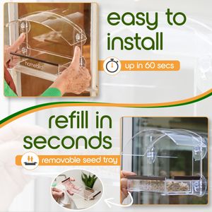 HOMEBIRD Window Bird Feeder – Clear Acrylic, Easy Mount