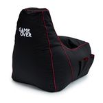 Game Over 8-Bit Kids Children Mini Video Gaming Bean Bag Chair | Indoor Living Play Room | Side Pockets for Controllers | Headset Holder | Ergonomic Design for the Dedicated Young Gamer (Fire Rune)