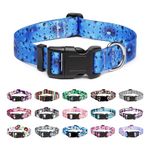 Mercano Adjustable Dog Collar - Special Design Patterns, Soft Nylon Comfortable Durable Pet Collar for Small Medium Large Dogs (S, Blue Ocean)