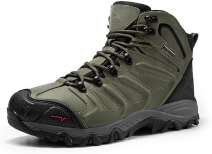 NORTIV 8 Men's Ankle High Waterproof Hiking Boots Outdoor Lightweight Shoes Trekking Trails Armadillo,Size 12,Army Green,160448_M-L